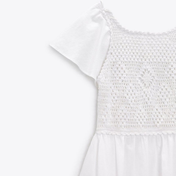 Zara Crochet Flutter Sleeve Open Back Cotton Maxi Dress In Whit Size Size M - Picture 13 of 16